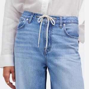 Madewell Vintage Light Blue Denim Drawstring Superwide Leg Jeans in Women's 29